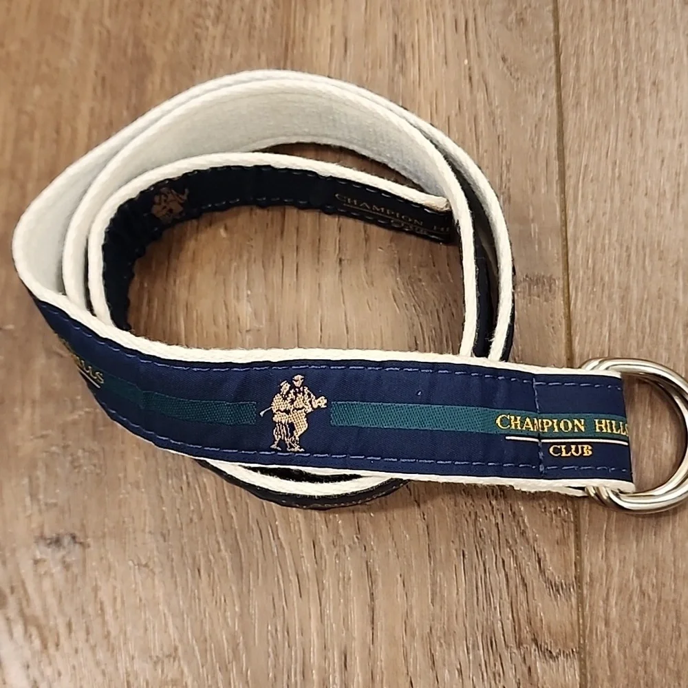 Vintage YRI Ribbon Belt Champion Hills Club Golf Country Club Preppy size Medium